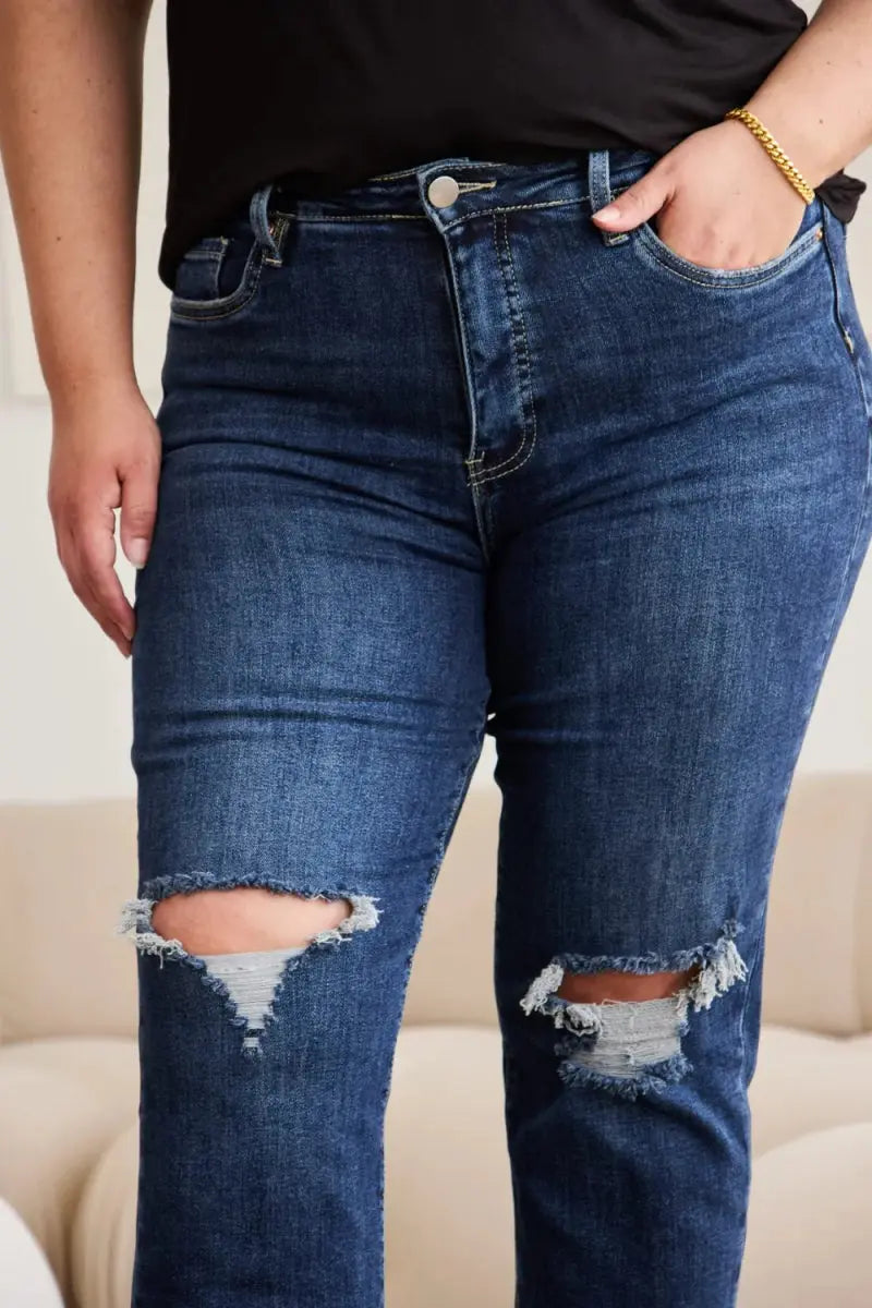 Shoes Trendsi Distressed Jeans Women's Tummy Control Denim Everyday Wear Slimming Fit
