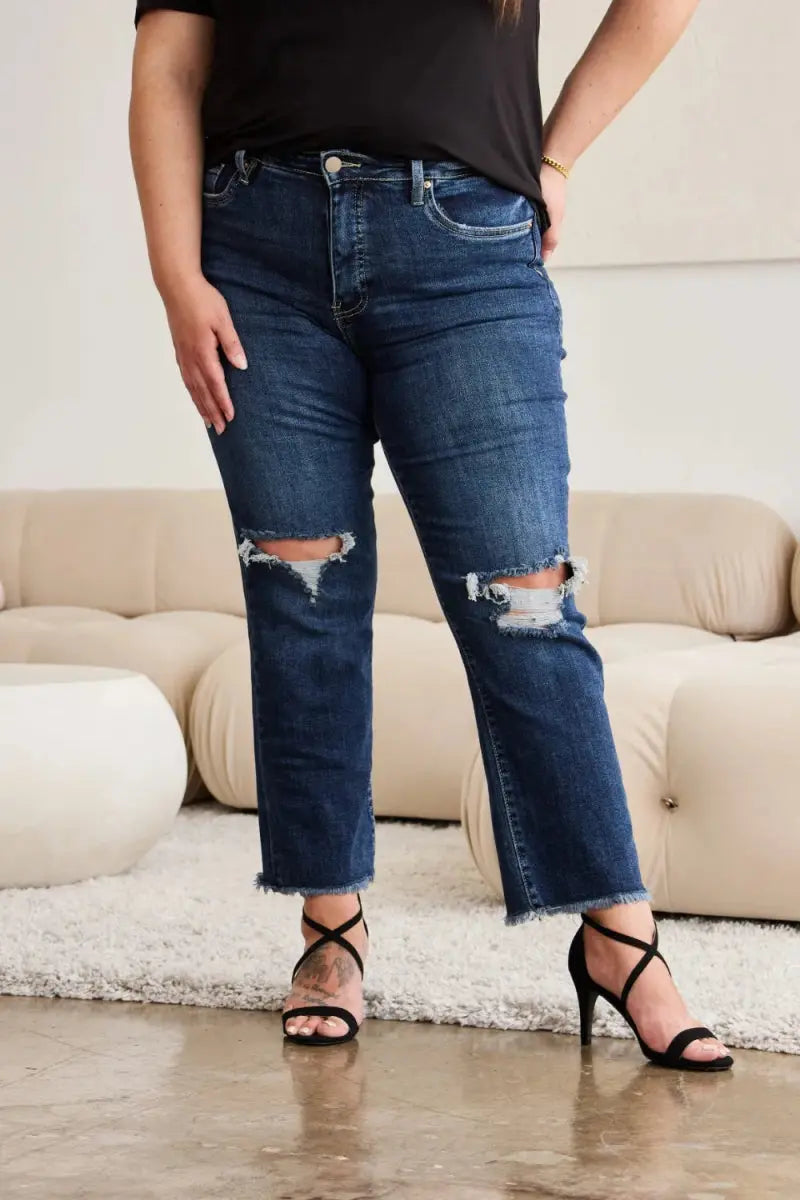 Shoes Trendsi Distressed Jeans Women's Tummy Control Denim Everyday Wear Slimming Fit