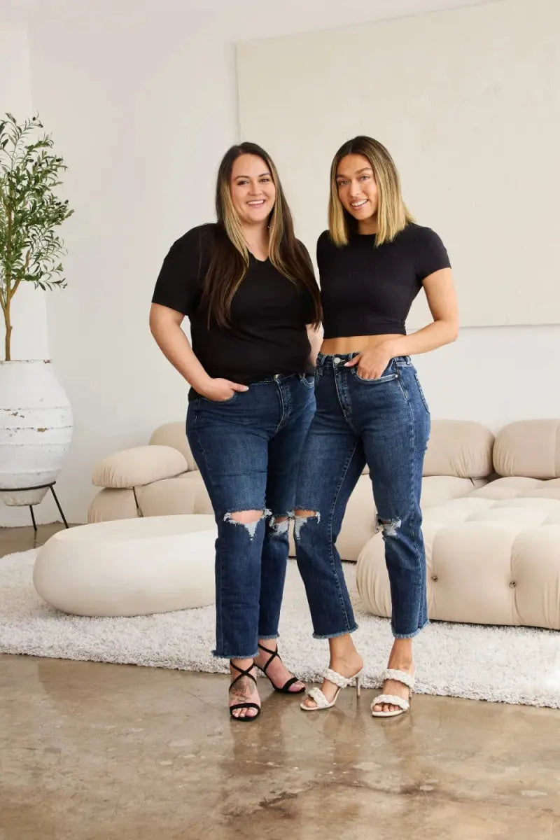 Shoes Trendsi Distressed Jeans Women's Tummy Control Denim Everyday Wear Slimming Fit