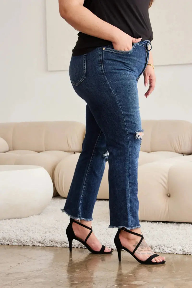 Shoes Trendsi Distressed Jeans Women's Tummy Control Denim Everyday Wear Slimming Fit