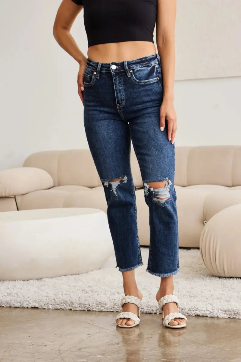 Shoes Trendsi Distressed Jeans Women's Tummy Control Denim Everyday Wear Slimming Fit