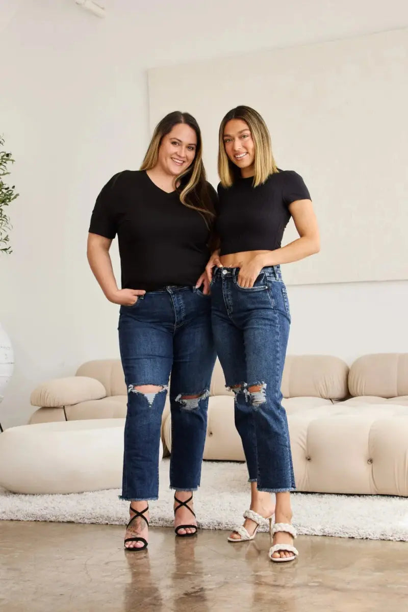 Shoes Trendsi Distressed Jeans Women's Tummy Control Denim Everyday Wear Slimming Fit
