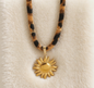 Leopard Print Ribbon Necklace with Sun & Gecko Charms