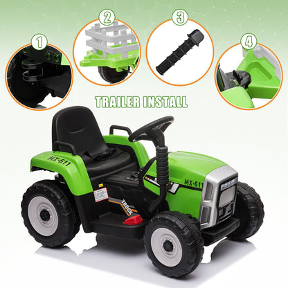 Ride in Style: 12V Electric Tractor with Trailer and Remote Control for Toddlers