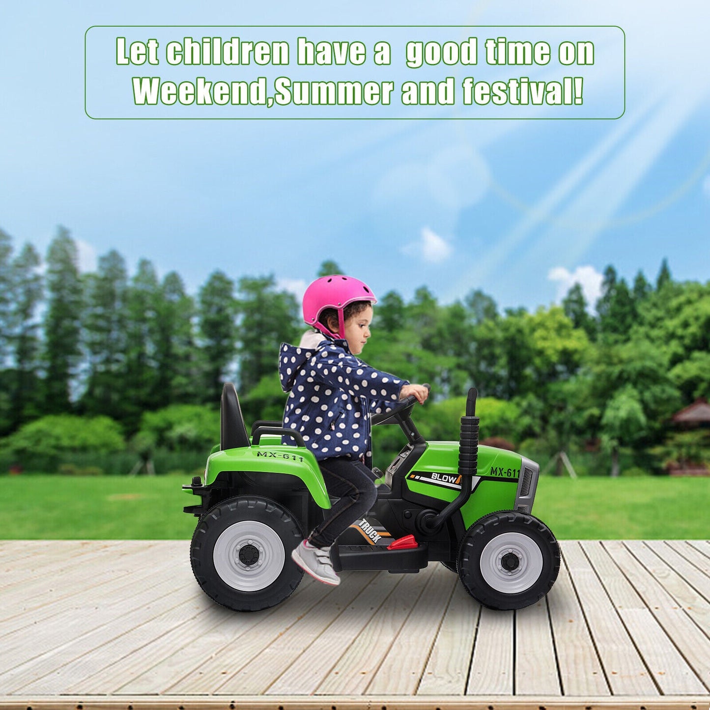 Ride in Style: 12V Electric Tractor with Trailer and Remote Control for Toddlers