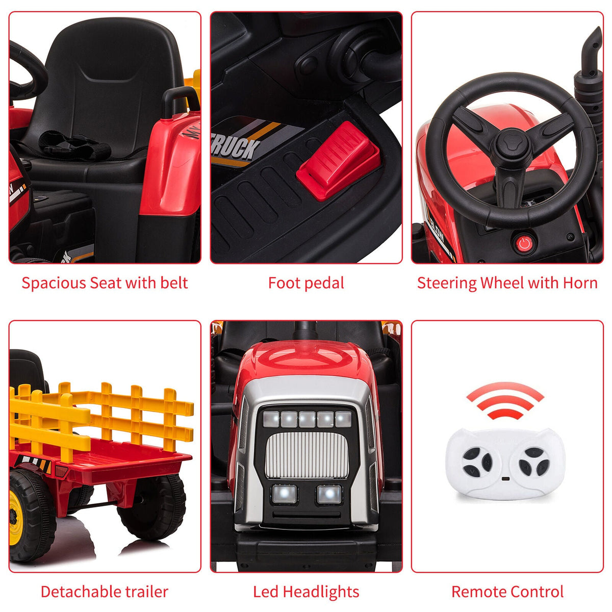 Ride-On Electric Tractor with Trailer for Toddlers - Remote Controlled
