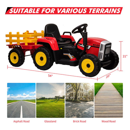 Ride-On Electric Tractor with Trailer for Toddlers - Remote Controlled
