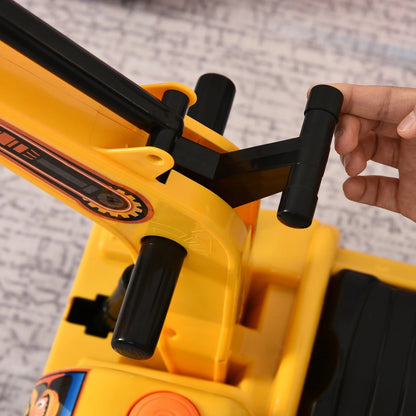 Movable Ride-On Excavator Toy Tractor Digger Scooter Walker for Toddler Pretend Play