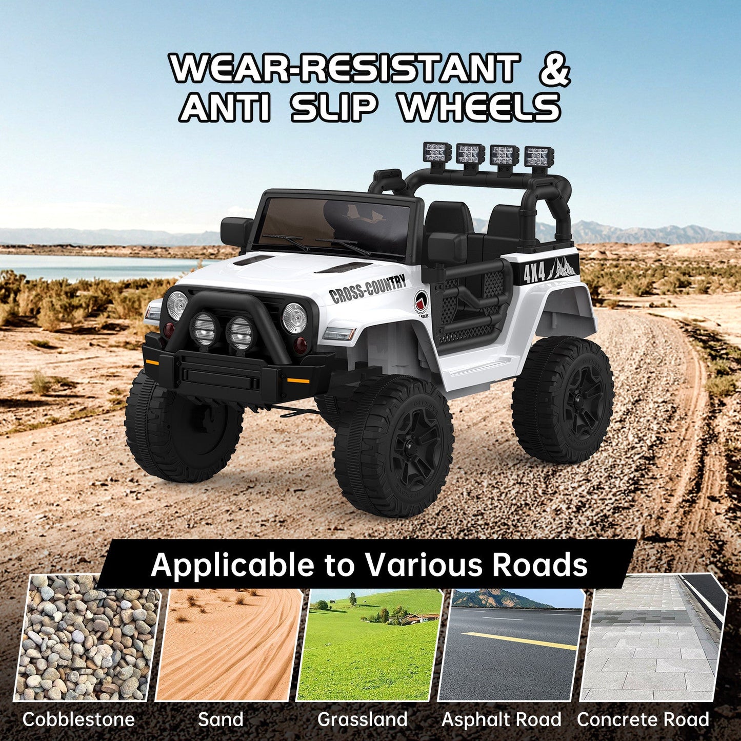 12V Battery-Powered Electric Ride-On Jeep Car for Kids with Remote Control Toy
