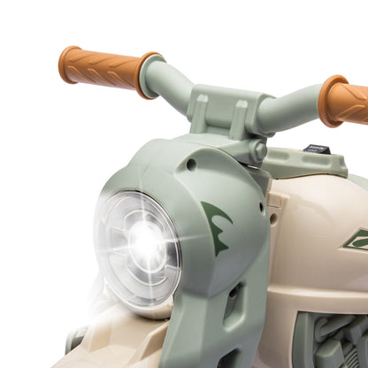 6V Ride-On Motorcycle and Bubble Car with Music - Cream Color