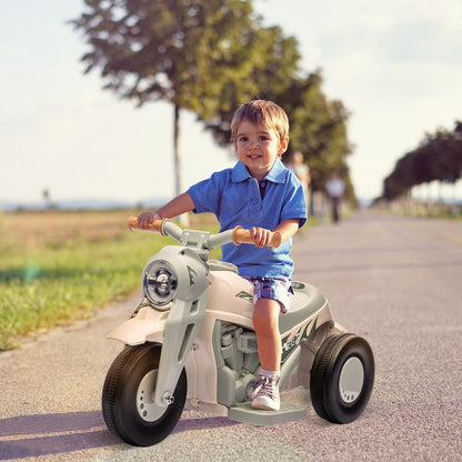 6V Ride-On Motorcycle and Bubble Car with Music - Cream Color