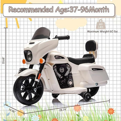 6V Electric Ride-On Dirt Bike for Kids with Licensed Design and Built-In Music