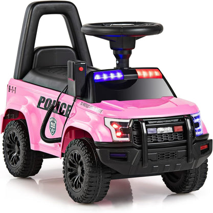 Toddler Ride-On Push Police Car Foot-to-Floor Sliding Toy with Siren