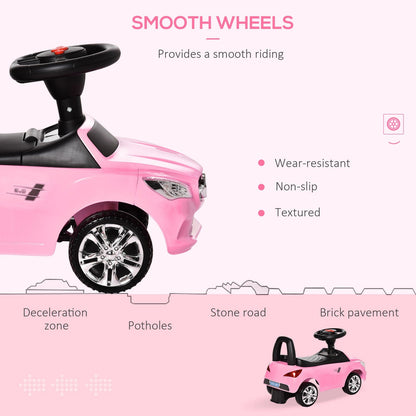 Red Baby Ride-On Sliding Car with Horn, Music, Lights, and Storage – No Power Needed