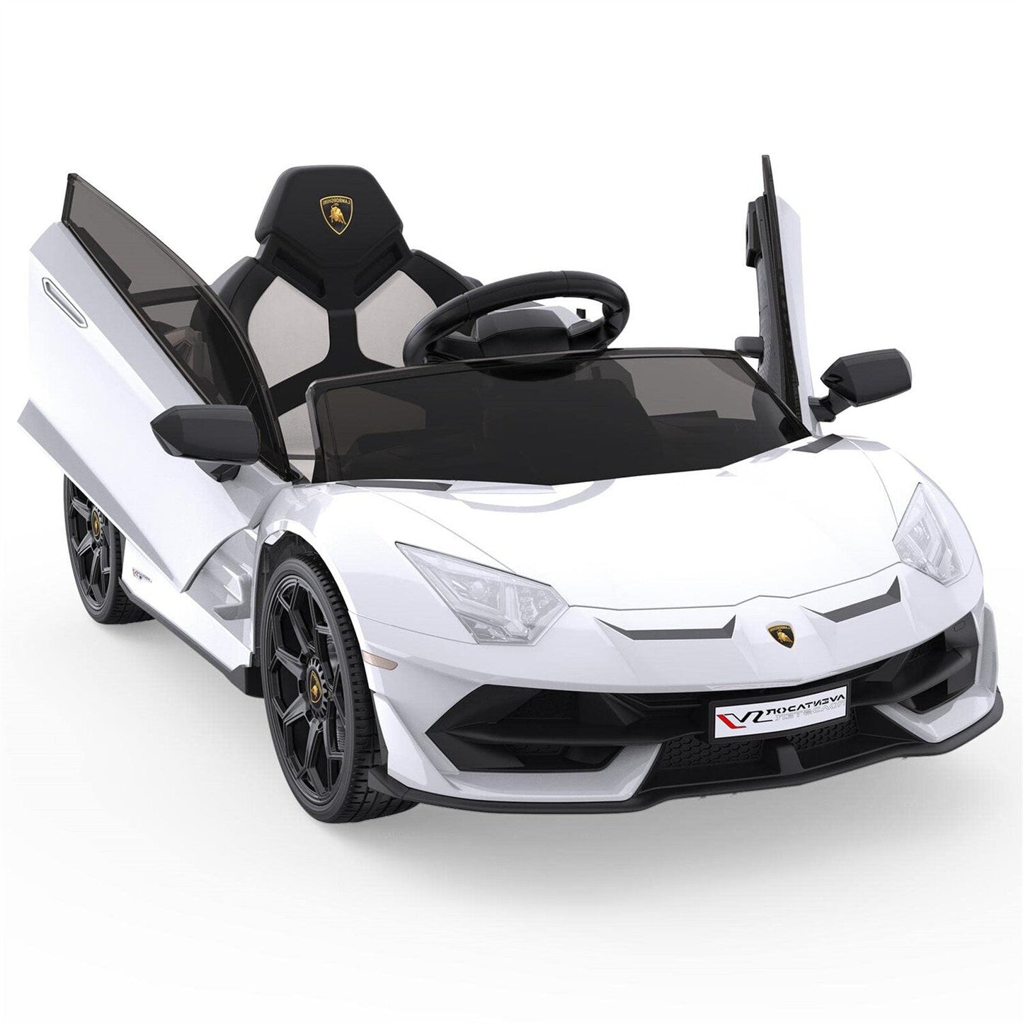 12V Battery-Powered Ride-On Toy for Kids with LED Headlights and Hydraulic Doors