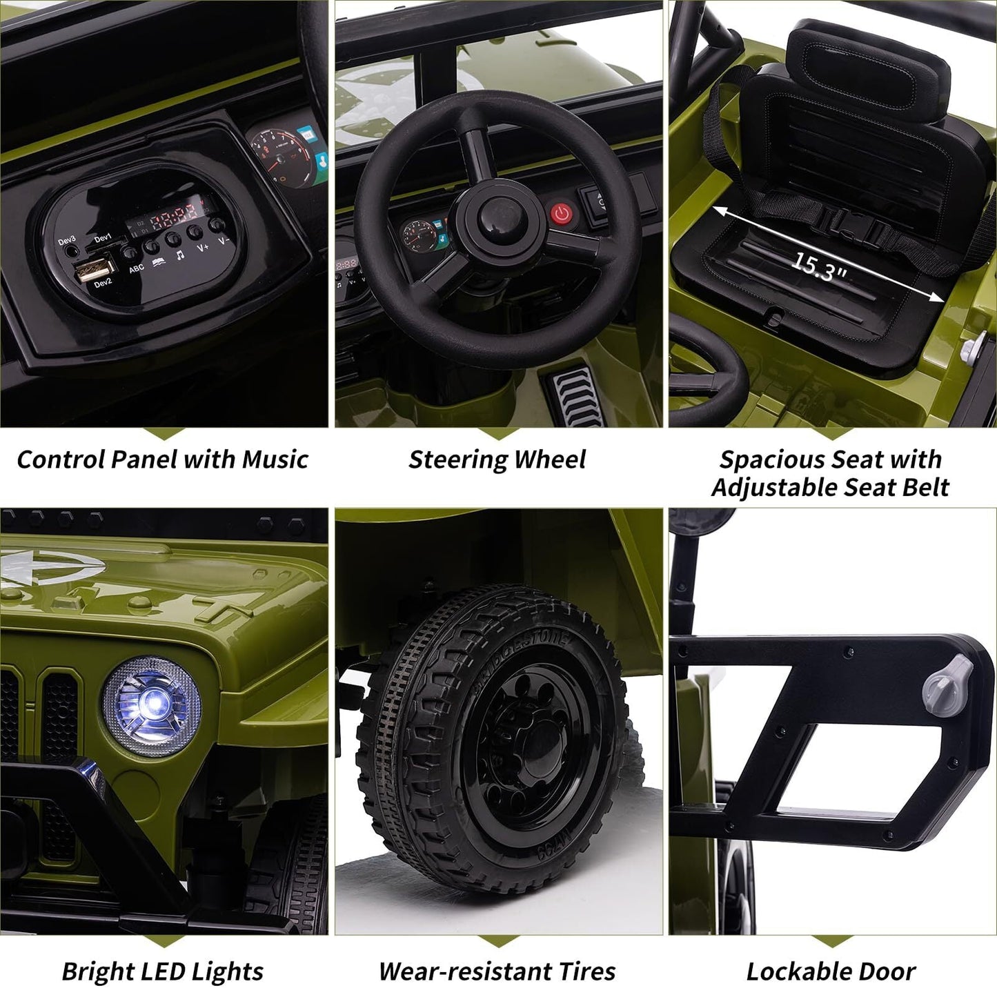 12V Electric Ride-On Truck with Remote Control, LED Lights, and Music