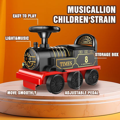 Electric Ride-On Train Set with Track, 2-Seater, Cargo Car, Music, and Lights