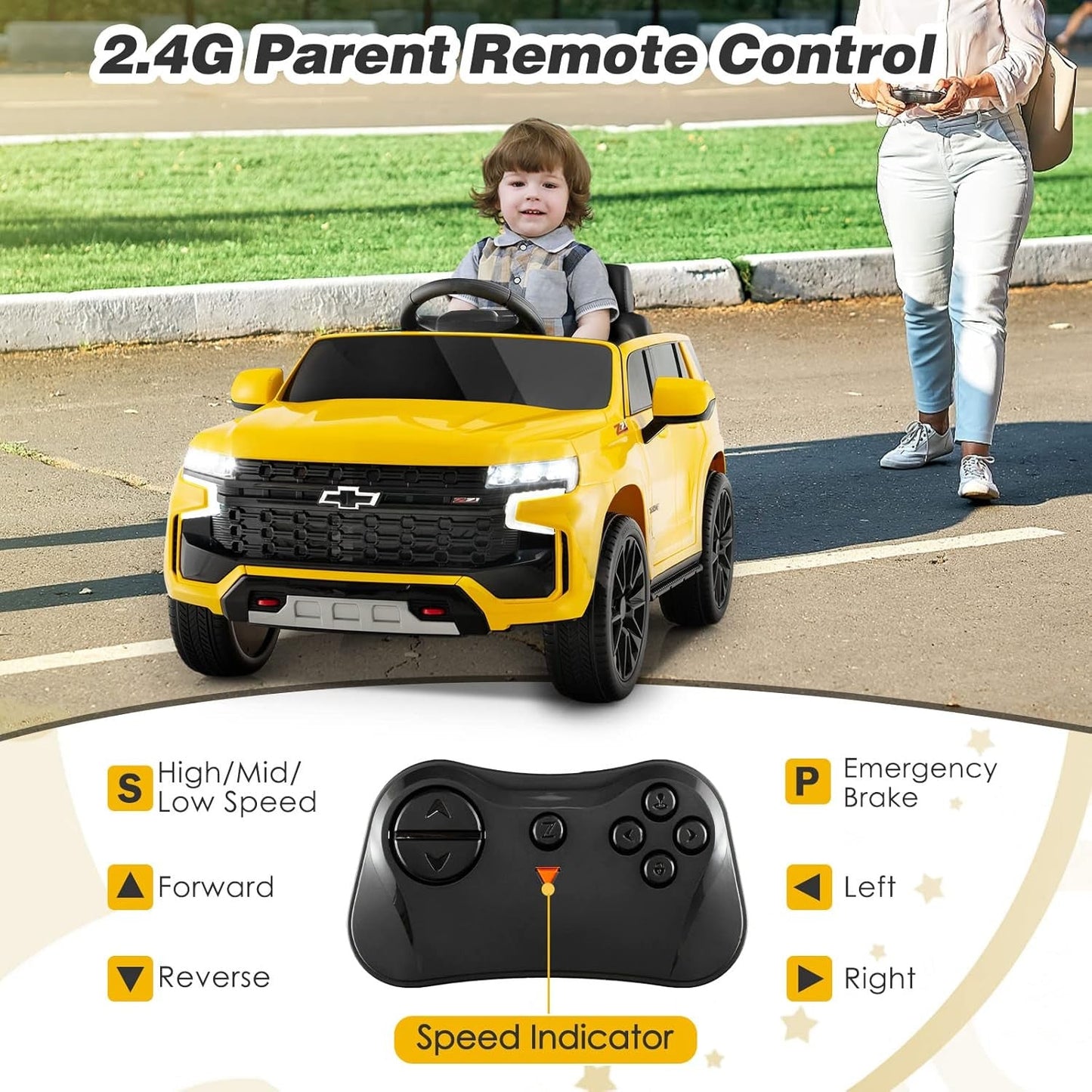 12V Licensed Chevrolet Tahoe Electric Ride-On Truck for Kids