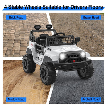 12V Kids Electric Ride-On Truck and Car with Parent Remote Control and LED Lights