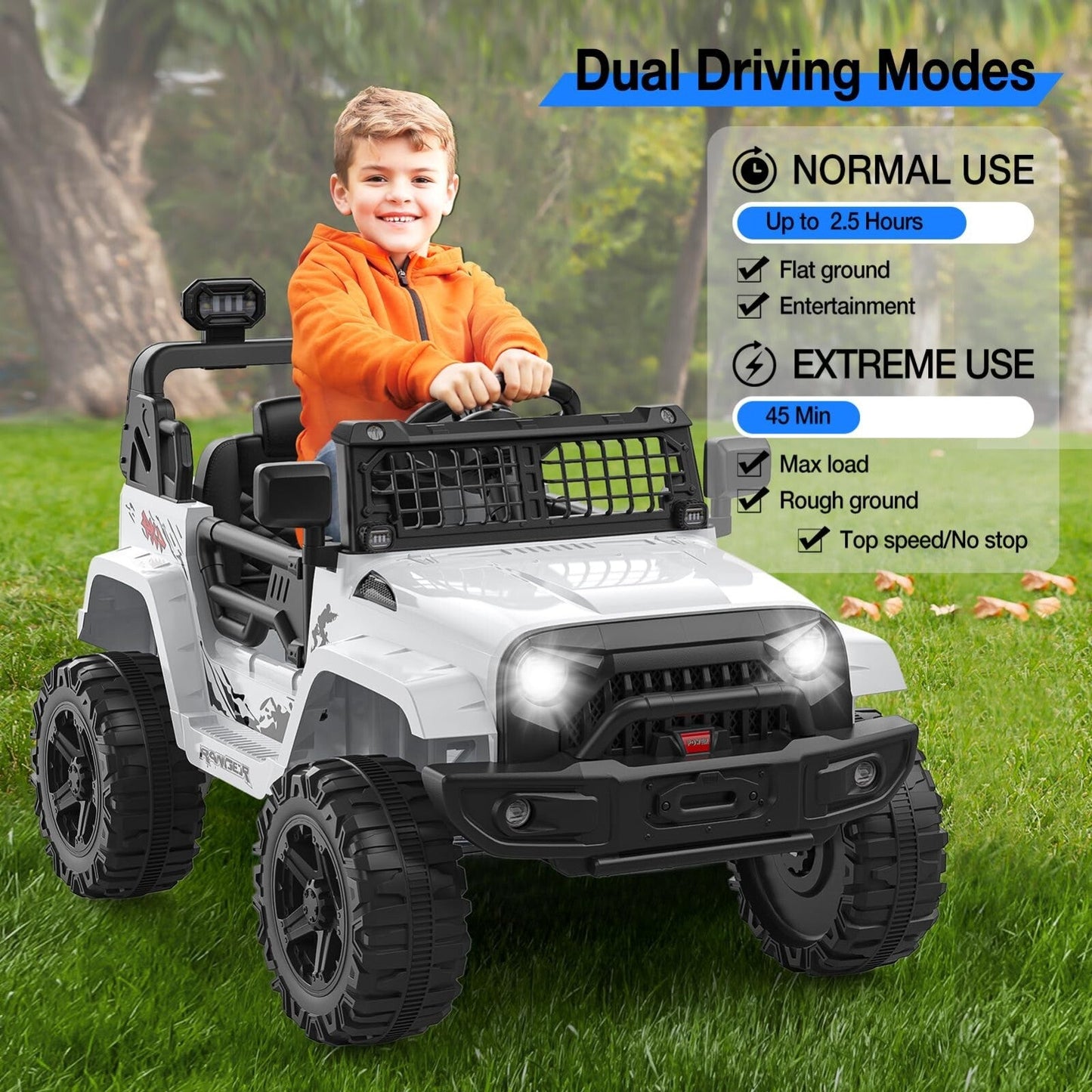 12V Kids Electric Ride-On Truck and Car with Parent Remote Control and LED Lights