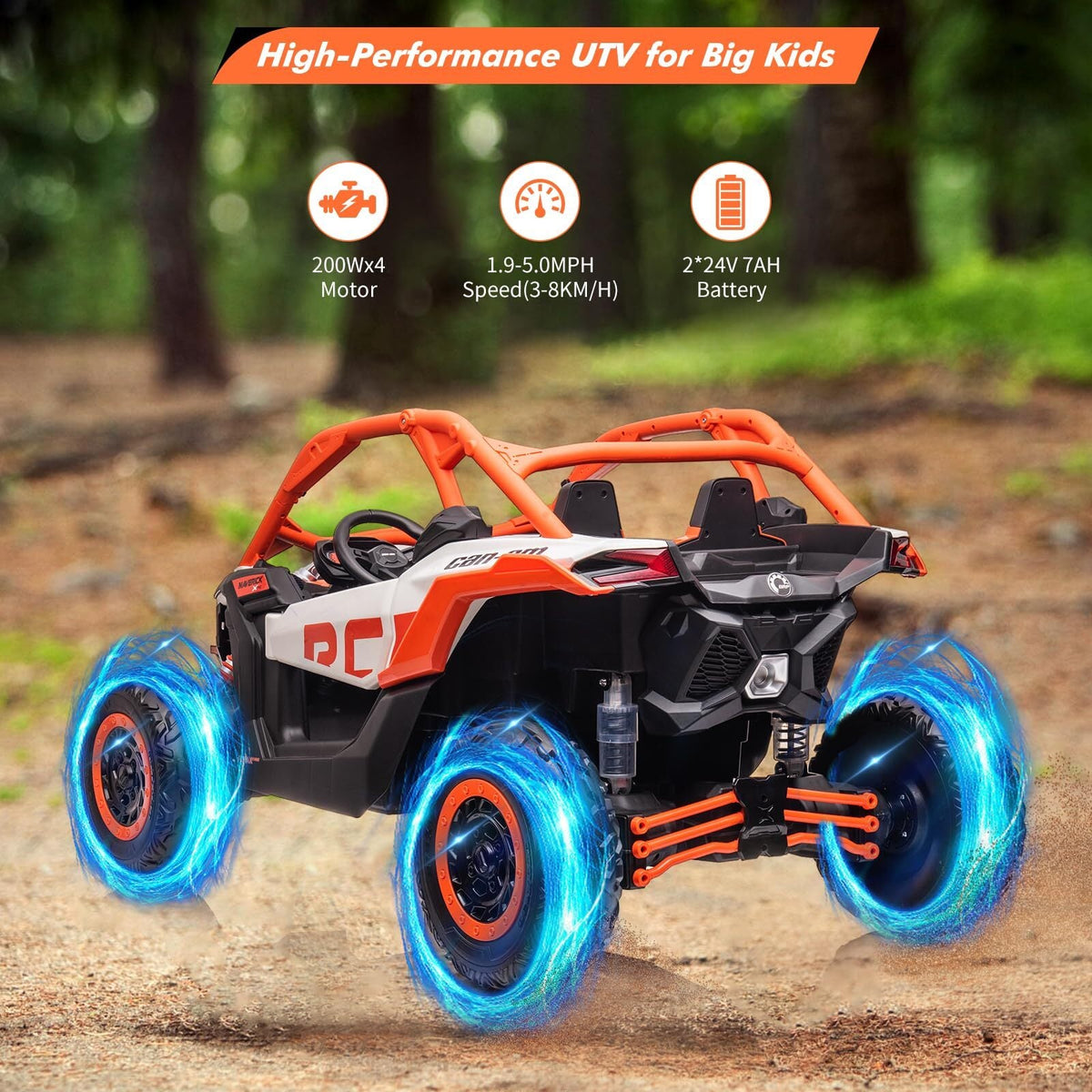 Electric 2-Seater Ride-On UTV Car with 24V 7AH Batteries and 200W Motor Licensed Can-Am Design