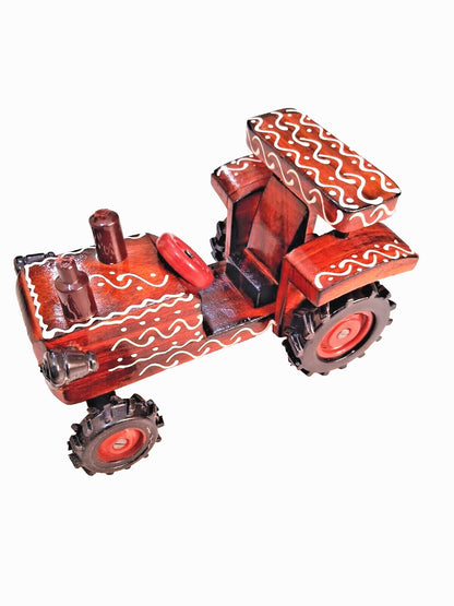 Wooden Ride-On Tractor Toy for Toddlers with 4 Wheels and Functional Design