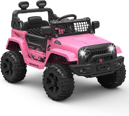 Electric Ride-On Truck with Remote Control, Spring Suspension, and LED Lights