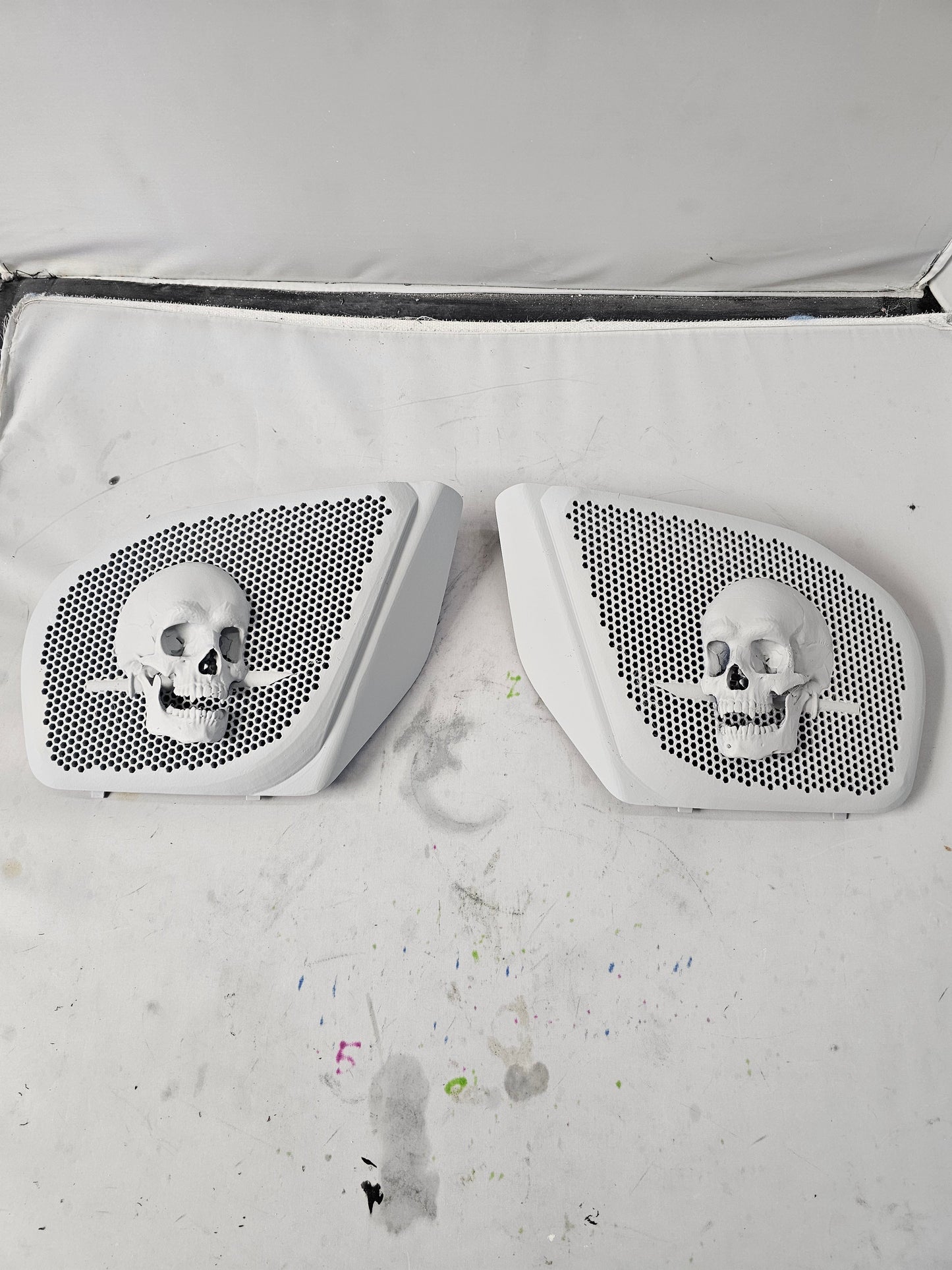 98 to 2024+ Road Glide 3D skull and dagger speakers grill covers set