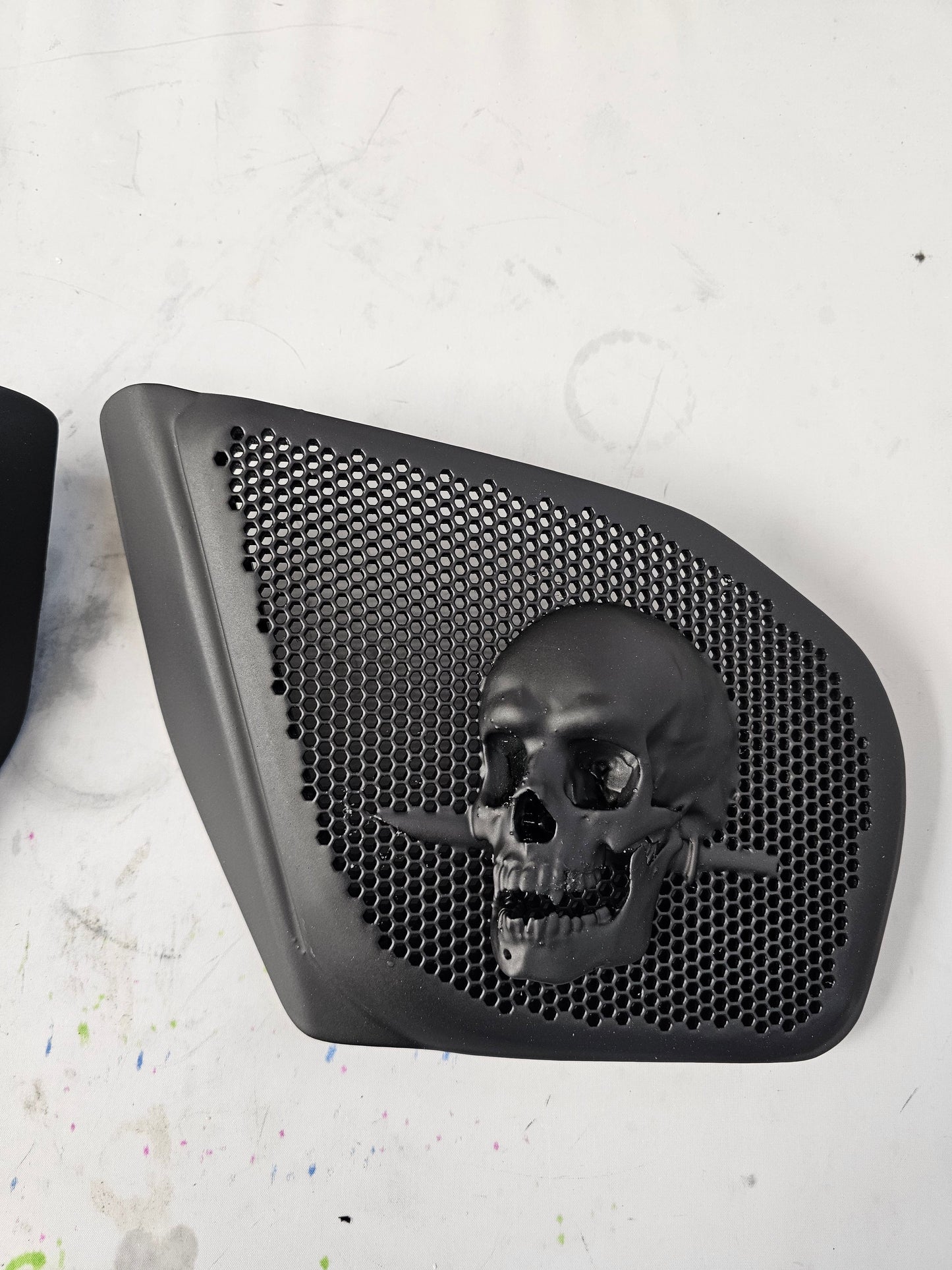 98 to 2024+ Road Glide 3D skull and dagger speakers grill covers set