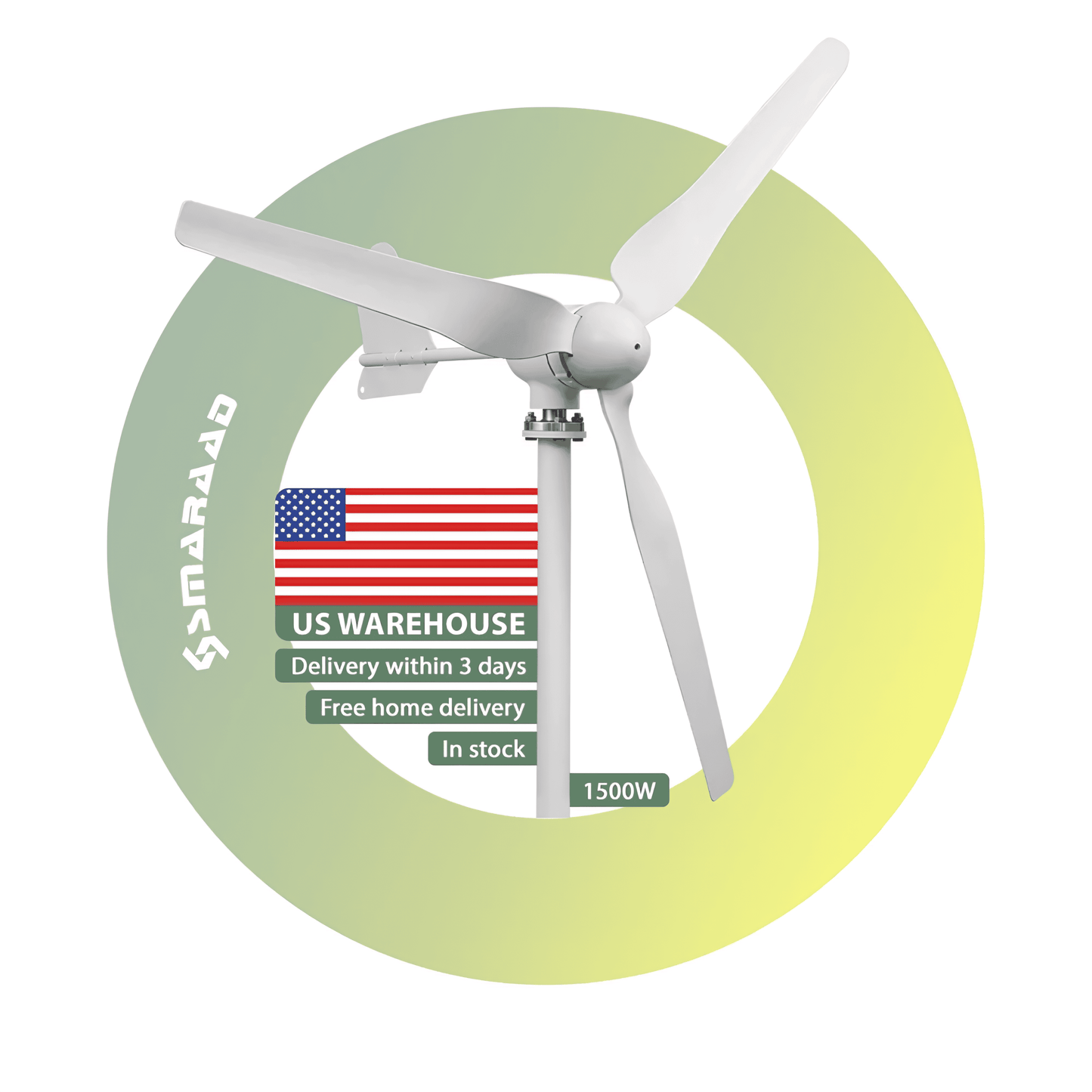 1500W Wind Generator Pole Not Included