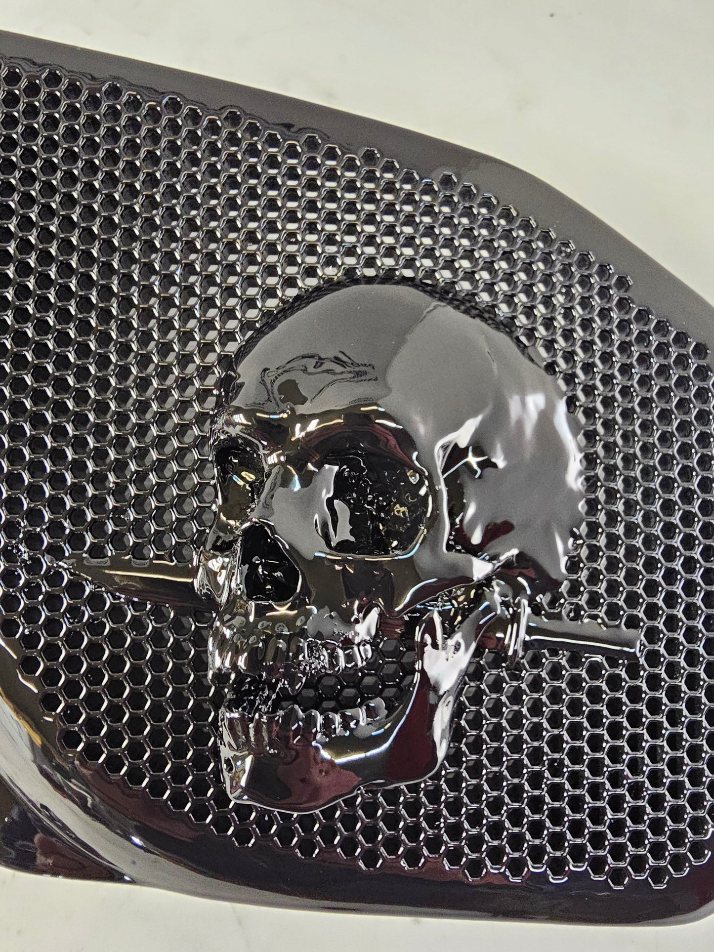 98 to 2024+ Road Glide 3D skull and dagger speakers grill covers set