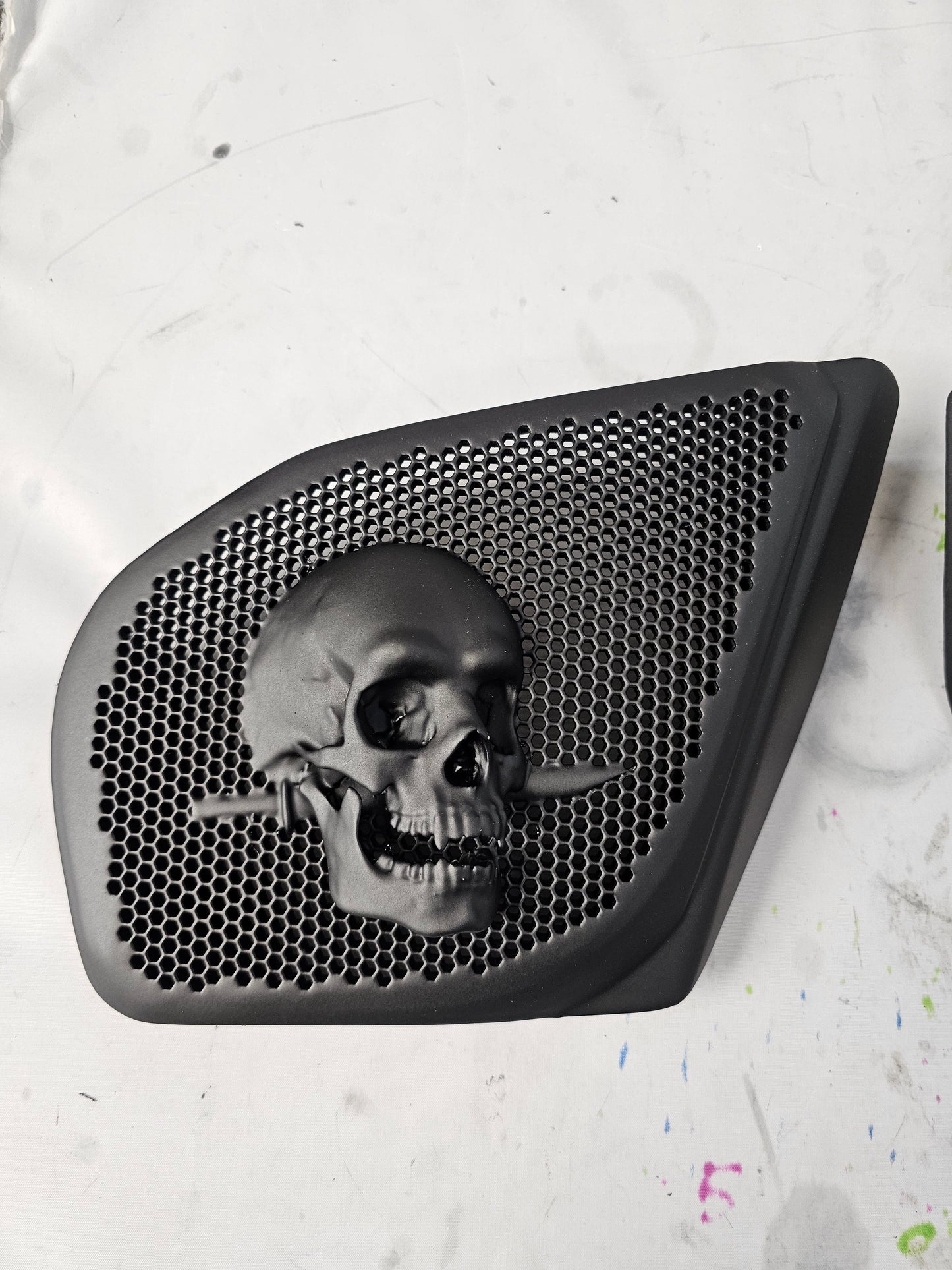 98 to 2024+ Road Glide 3D skull and dagger speakers grill covers set