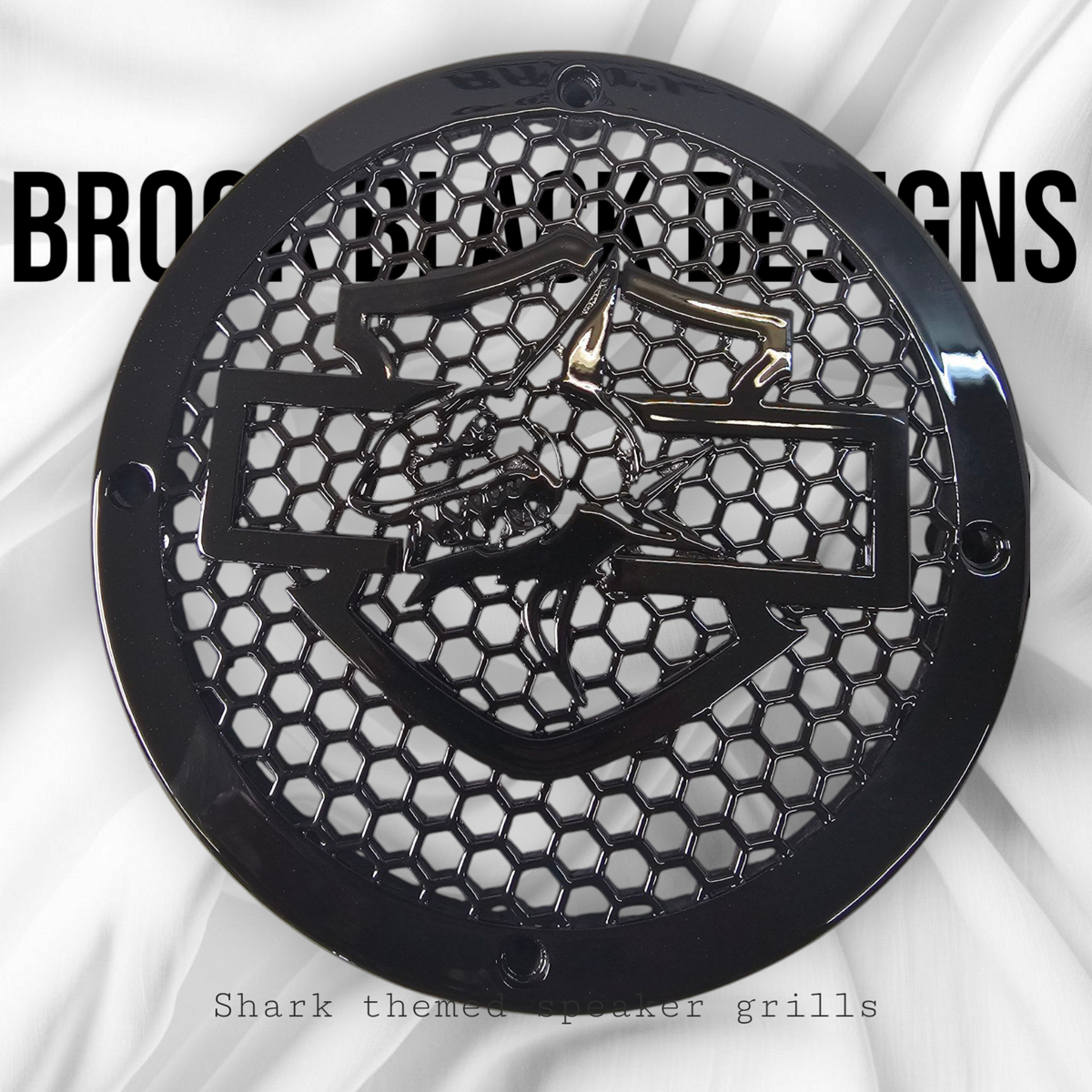 A set of Harley Shark 14-23 Harley Davidson Touring Pack Speaker Grill Cover Guard