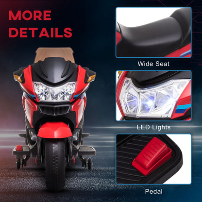 Electric Kids Motorcycle with Sound Effects, Lights, and Music – Red