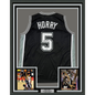 Framed Autographed/Signed Robert Horry 35x39 San Antonio Black Basketball Jersey Beckett BAS COA