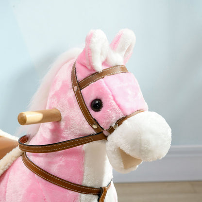 Toddler Rocking Horse with Saddle and Sound, Ride-On Toy for Ages 3-8