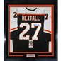Framed Autographed/Signed Ron Hextall 35x39 Philadelphia Black Hockey Jersey JSA COA