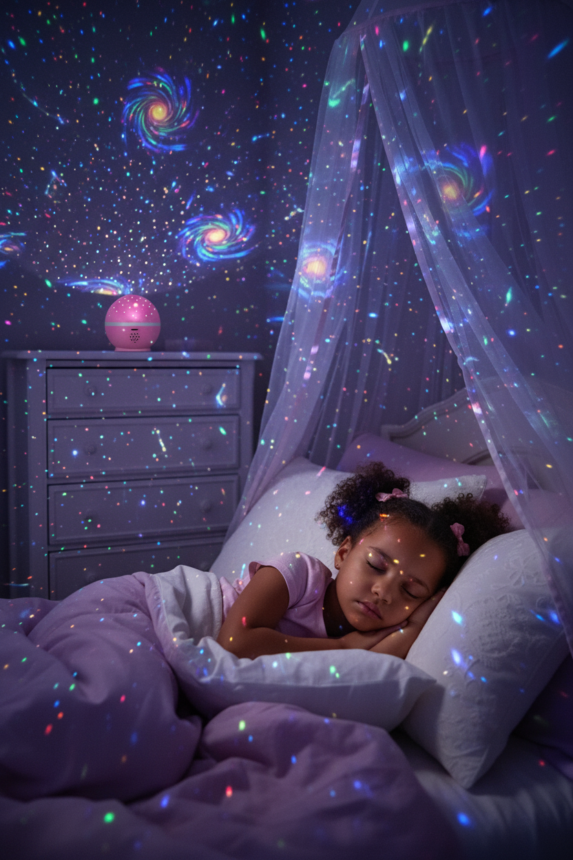 FlipStylez™ Celestial Pearl Multi-Mode Smart Projector | 360° Rotating Starry Sky Projector & Night Light with 6 Projection Films