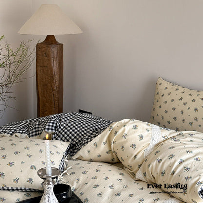 Rosalie Floral Lace Tie-Up Bedding Set / Khaki