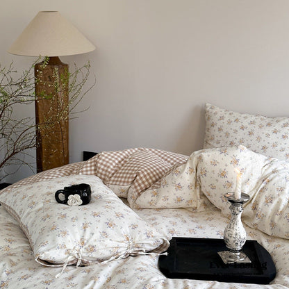 Rosalie Floral Lace Tie-Up Bedding Set / Khaki