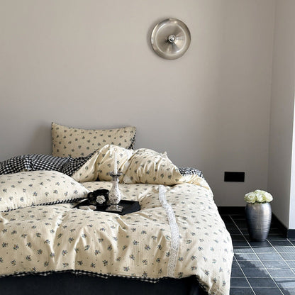 Rosalie Floral Lace Tie-Up Bedding Set / Khaki