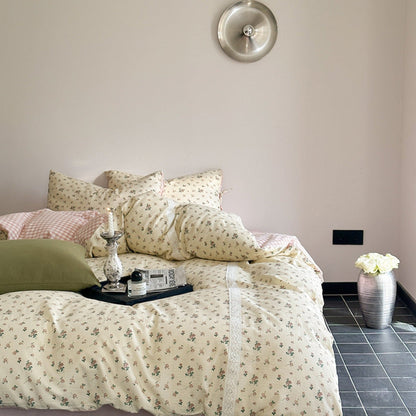Rosalie Floral Lace Tie-Up Bedding Set / Khaki