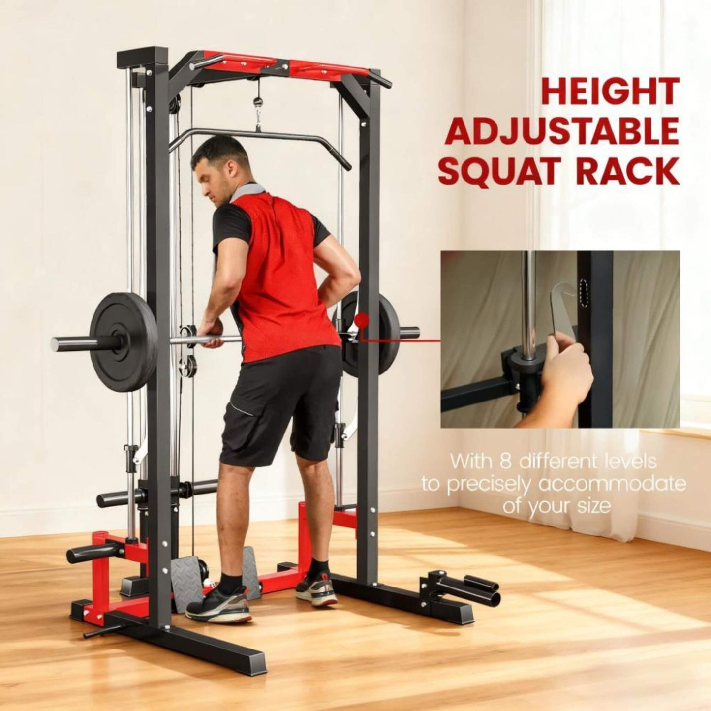 Rovix All-In-One Home Gym Squat Rack With Pull Up And Lat System (SAK95431)