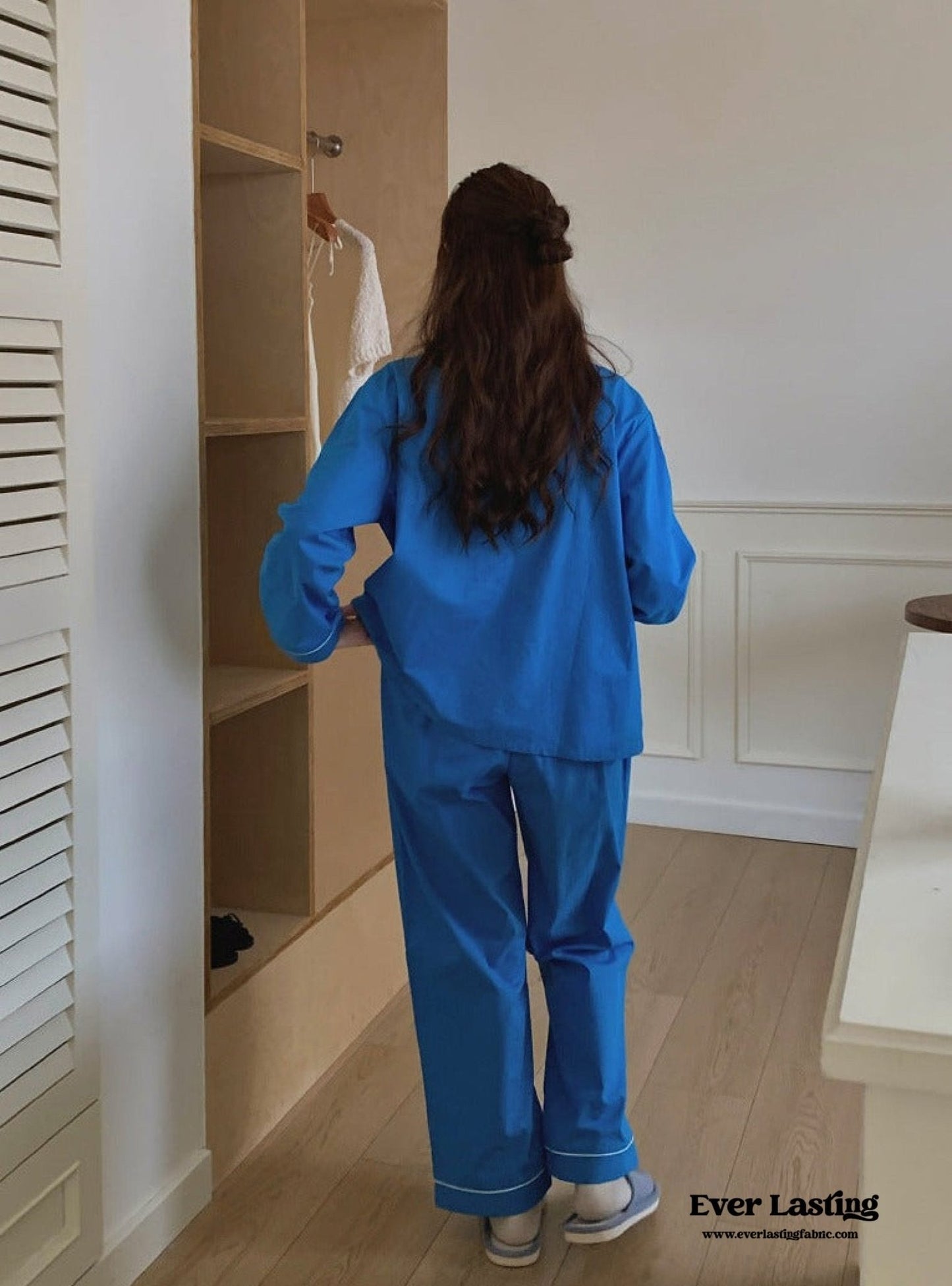 Royal Blue Long Sleeves and Pants Pajama Set