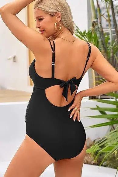 Charmo Maternity Swimsuit Scallop V Neck Support