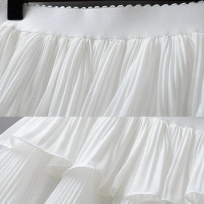 Boho Ruffle Mini Skirt With Elastic Waist