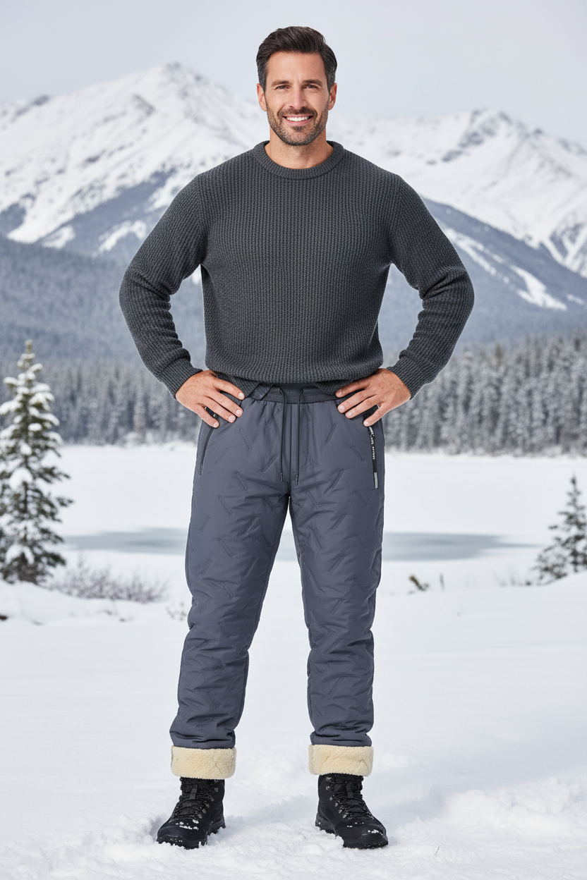 Men's Fleece-Lined Thermal Joggers | Lambswool Sherpa Sweatpants Windproof Waterproof Winter Pants Warm
