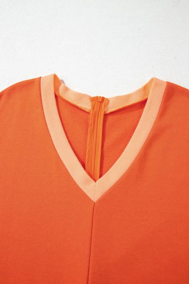 Dresses Love Salve Orange Romper Women's Daily Wear Casual V-Neck Pocket Summer Jumpsuit