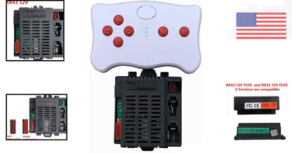 12V Replacement Remote Control with 2.4G Wireless Connectivity for Kids' Cars RX43 RX23