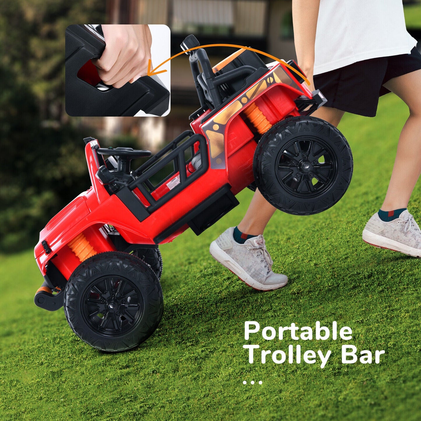 12V Electric Ride-On Car for Kids Ages 3-8 - Red/Black Truck Design